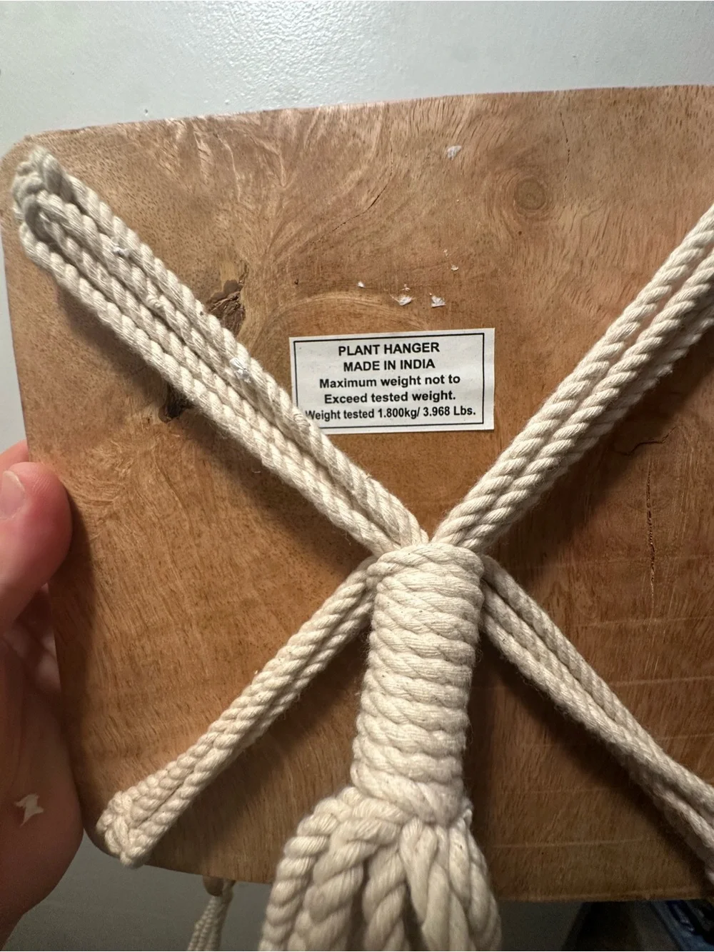 Handmade Macramé Hanging Shelf with Wooden Beads - Natural Cream